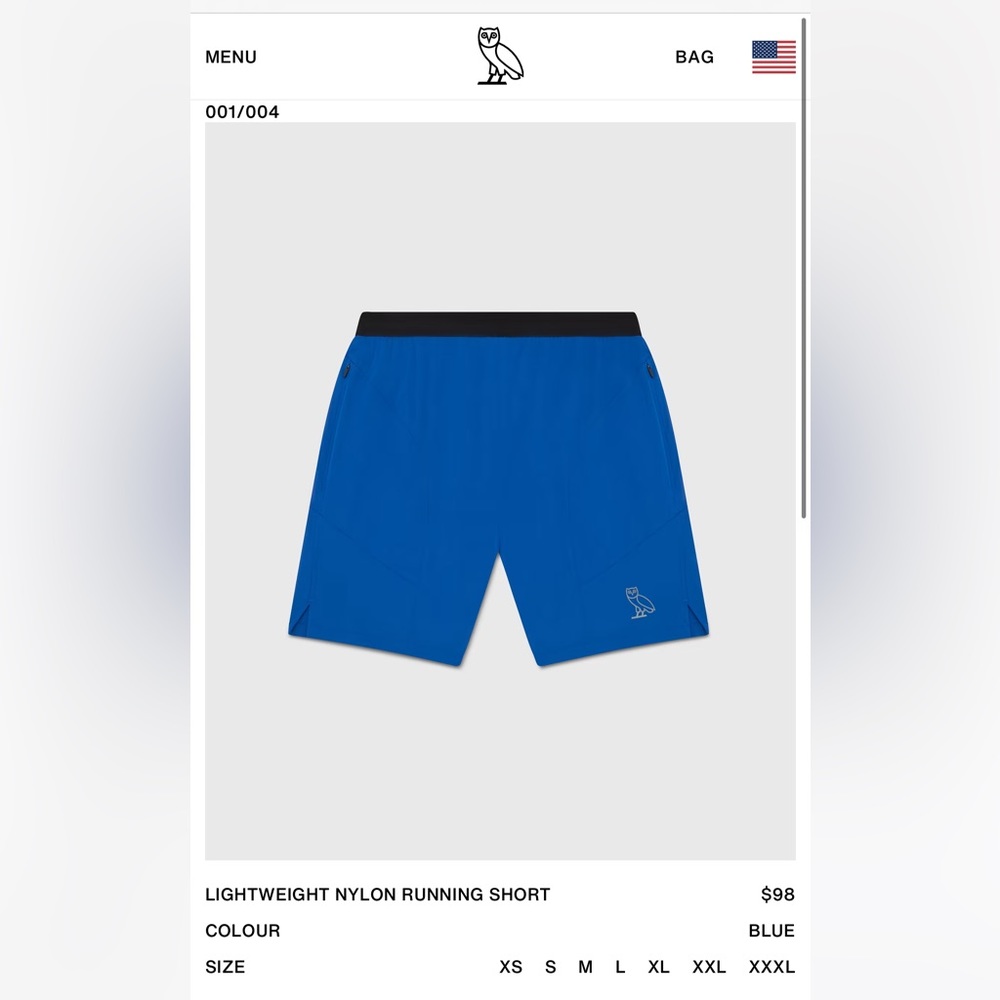 Men’s ovo athletic shorts size small blue